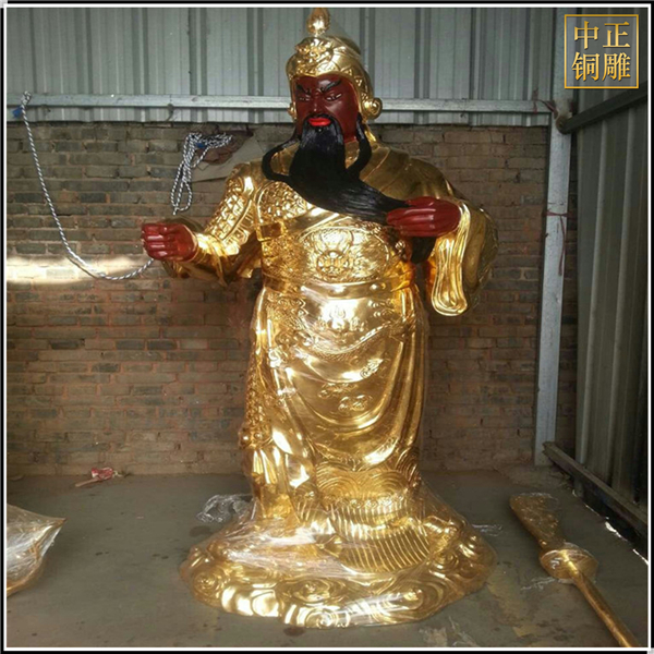 銅關公站像銅雕塑